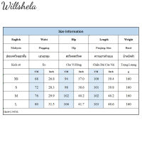 Willshela กางเกงยาวถึงกางเกงขายาวยืนหยุ่นสูงสำหรับผู้หญิงสไตล์โบฮีเมียนลำลองเนื้อผ้าซาตินชุดเสื้อกางเกงพิมพ์ลายแฟชั่นสำหรับผู้หญิงTH