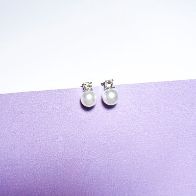 aesdothete - AESDOTHETEEARRING04 ต่างหูมุก ต่างหูคริสตัล ต่างหู ต่างหูมุกก้านเงิน