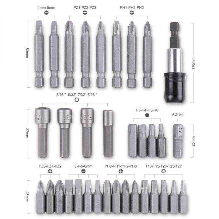 krachtige-34ชิ้นอุปกรณ์ทำมือชุดบิตไขควงแม่เหล็กพร้อมไฟประแจขันน็อตซ็อกเก็ต-hex-torx-รักษาความปลอดภัยวิง