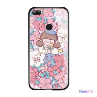 เคส Casing Ponsel พร้อมสำหรับ Honor 9 Lite 9I 9X 9X Pro Honor Note 10ดอกไม้สุดหรูเด็กผู้หญิงกันกระแทกกระจกเทมเปอร์เคสมันวาวฝาหลังใหม่