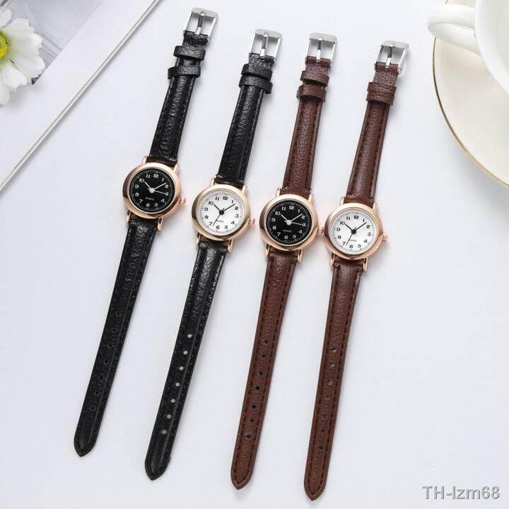 2023-belt-round-small-dial-fashionable-lady-wrist-watch-simple-atmospheric-quartz-digital-time-table