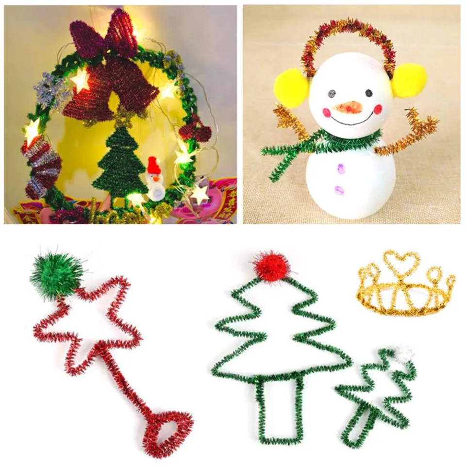 400 Pieces Christmas pipe Cleaners Craft Pipe Cleaners Glitter Chenille  Stems Creative Arts Chenille Stems for DIY Craft Christmas Decoration, 12  Inches (Red, Gold, Silver, Green) 