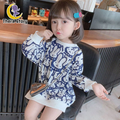 TH เด็กเด็กสาวแต่งตัวใหม่เสื้อผ้าเด็กยาวเสื้อกันหนาวกระโปรงสไตล์เกาหลีสาวแฟชั่นด้านบน