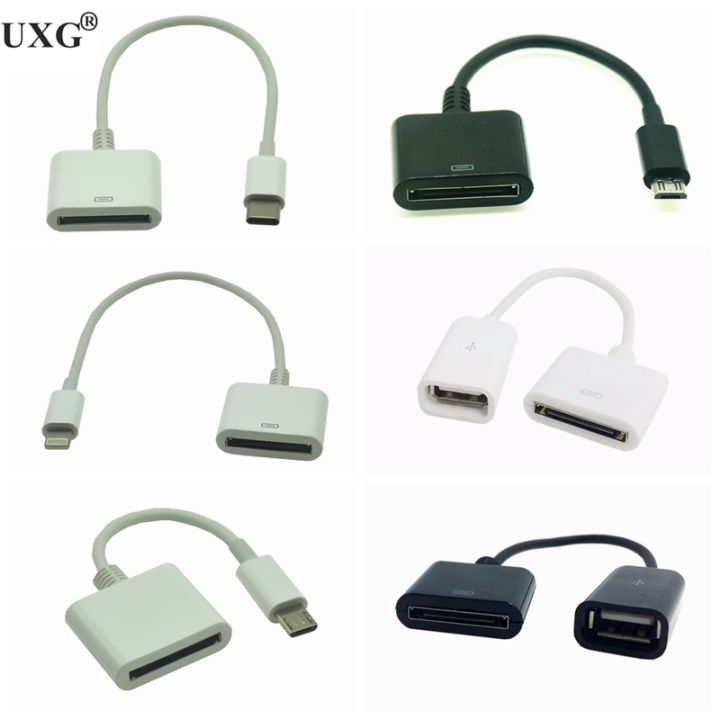 ยืดหยุ่น-dock-30-pin-หญิงกับ-usb-c-usb-3-1-micro-usb-8pin-type-c-ชายสายชาร์จสั้นสำหรับ-huawei-xiaomi-mac-onplus-15ซม