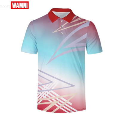 Polo Summer Tennis 3D Shirt Gradient Man Sport Dry Slim High Quality Loose Streetwear Turn-down Collar Polo-shirt Breathable（Contactthe seller, free customization）high-quality