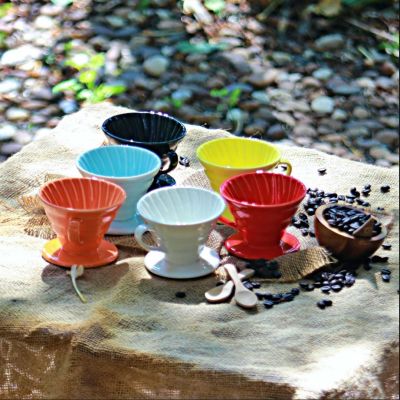 ถ้วยดริปกรองกาแฟเซรามิก ทรงกรวย รูเดี่ยว 2-4 ถ้วย มี 6 สี สำหรับกาแฟชงมือ ตามสไตล์กาแฟดริป