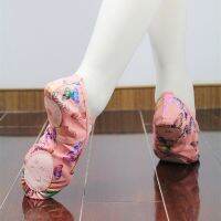 Zapatos De Danza บัลเลต์ผ้าหนังกลับลายผีเสื้อของผู้หญิงรองเท้าบัลเลต์ทำจากผ้าใบเด็กผู้หญิงเต้นรำ