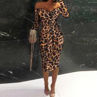 ☸₪♈ Summer Women Midi Dress Floral Print Ruched Lace Up One Shoulder Robe Elegant Bodycon Party Dress 2021