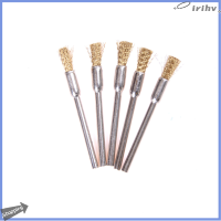 jianzhanqinl 5pcs 3mm * 5mm Shank ขัดทองเหลืองลวดแปรงล้อหมุนเครื่องมือทำความสะอาด