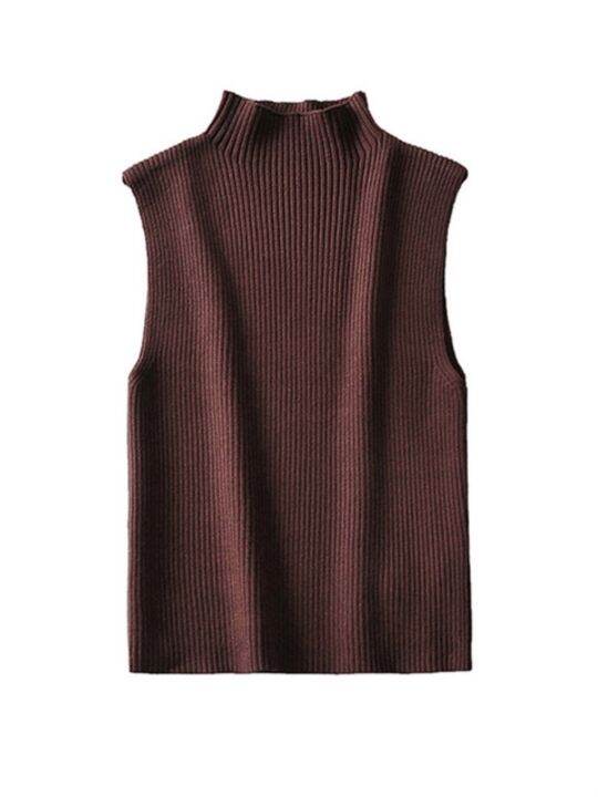 traf-women-fashion-fitted-basic-ribbed-knit-tank-tops-vintage-high-neck-sleeveless-female-camis-chic-vest-top-mujer