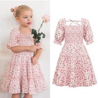 Girl Dress 7 8 9 10 11 12 Years Pink Girl Party Dress Floral Short Puff Sleeves Princess Dress 2022 Kids Summer Dress for Girls  by Hs2023