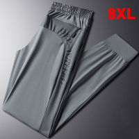 ฤดูร้อนผ้าไหมน้ำแข็งติดตามกางเกงผู้ชาย8XL พลัส Szie กางเกงฤดูร้อนยืด Joggers กางเกงชายกางเกงขนาดใหญ่8XL 7XL