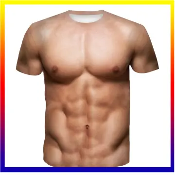 Men's 3D T-Shirt Bodybuilding Simulated Muscle Shirt Nude Skin Chest Muscle  3D Bodybuilding Simulated Muscle Shirt Nude Skin Chest Muscle Tee Shirt