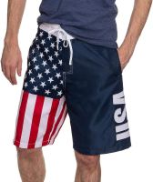 Calhoun Mens Americana USA Flag Fourth of July Swim Board Shorts