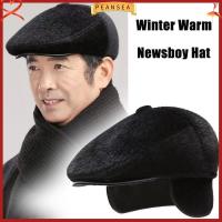 PEANSEA ผู้ชาย ฤดูหนาวที่อบอุ่น กลางแจ้ง หมวกแบน หมวกเบเร่ต์ หมวกพ่อ Newsboy Hat