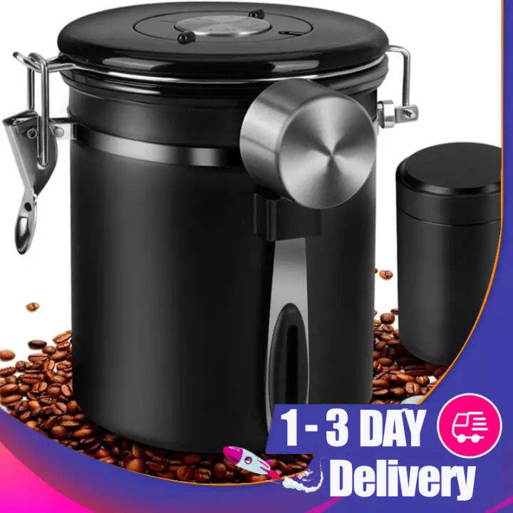 Airtight Coffee Canister Stainless Steel Container Coffee Ground Vault