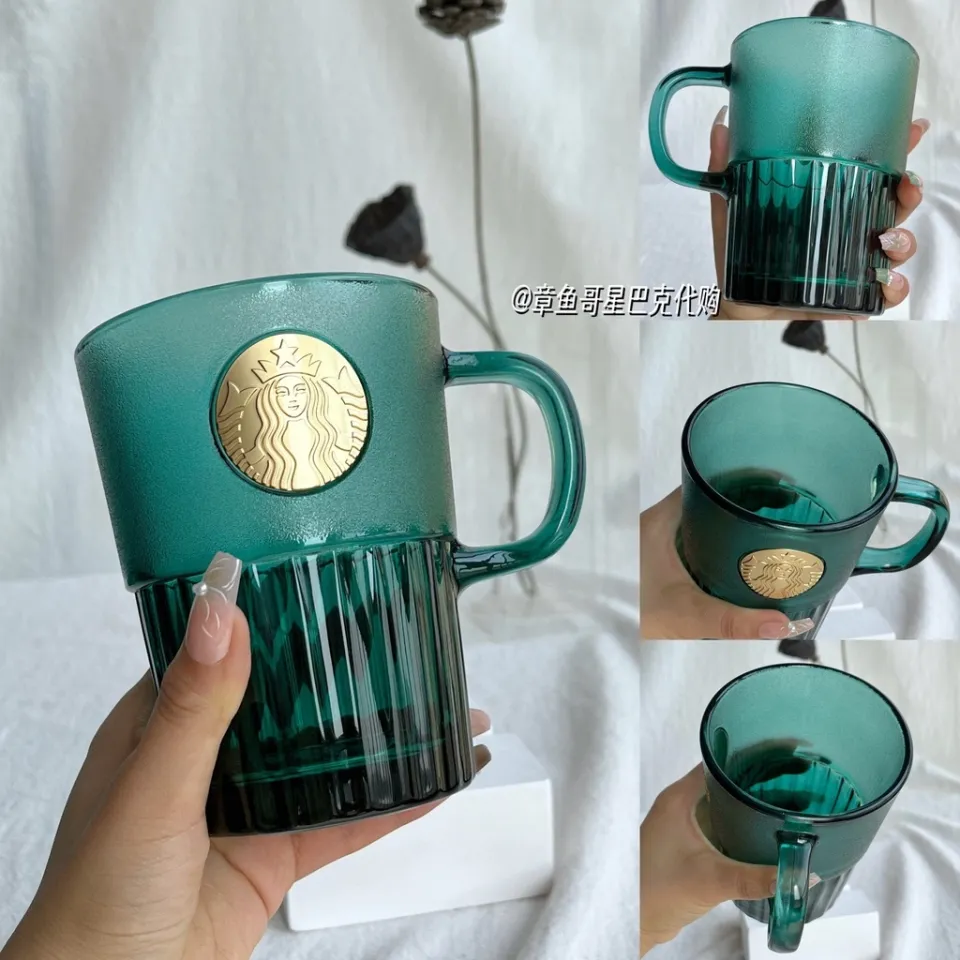 Starbucks Dark Green Striped Mermaid Goddess Gradient Cup With The