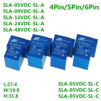 50ชิ้นล็อตรีเลย์ไฟฟ้า SLA-05VDC-SL-A SLA-12VDC-SL-A SLA-24VDC-A-SL-A-C t. 4PIN 90 30A 5PIN 6PIN 5V 12V 24V 48V รีเลย์เวลา