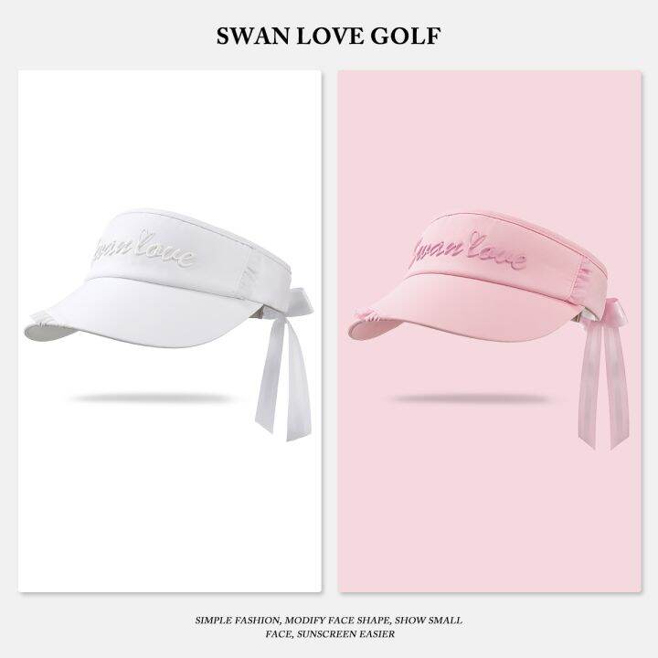 sg-golf-เสื้อผู้หญิงหมวกแก๊ปเล่นบอลกันแดดหมวกปรับขนาดได้ยืดหยุ่นโบว์ลูกไม้สไตล์สีแดงตาข่ายม่านบังแดด