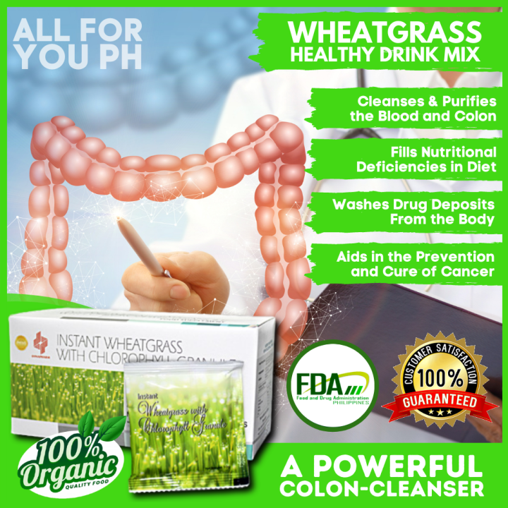 AUTHENTIC INSTANT WHEATGRASS WITH CHLOROPHYLL GRANULES. CLEANSES AND