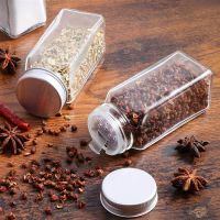 Glass Spice Jar Set Pepper Sugar Salt Container Seasoning Jars Square Glass Container Seasoning Bottle Barbecue Condiment Bottle