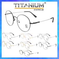 Titanium 100 % แว่นตา รุ่น 1118 กรอบเต็ม Round ทรงกลม ขาข้อต่อ วัสดุ ไทเทเนียม (สำหรับตัดเลนส์) กรอบแว่นตา สวมใส่สบาย น้ำหนักเบา ไม่ตกเทรนด์ มีความแข็งแรงทนทาน Full frame Eyeglass leg joints Titanium material Eyewear Top Glasses