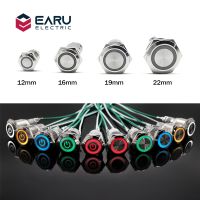 12/16/19/22mm Waterproof Metal Push Button Switch Latching Momentary LED Light Car Engine Power Switch 5V 12V 24V 220V Red Blue