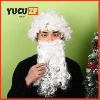 YUCUZF SHOP ร้อน หนวดเคราสีขาว สร้างสรรค์ ใหม่ อุปกรณ์แต่งหน้า วิกผม เคราคุณปู่คริสต์มาส เคราปลอมซานตาคลอส