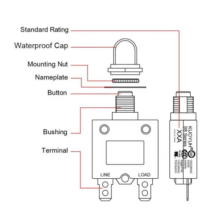 kuoyuh-98-series-3a-5a-8a-10a-12a-15a-16a-18a-20a-push-button-reset-overload-protector-automatic-reset-circuit-breaker-switch-replacement-parts