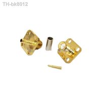 ✧❒  1pc  RP SMA Female Jack RF Coax Connector Crimp RG316 RG174 LMR100 Cable 4 hole Panel Mount Goldplated  NEW Wholesale