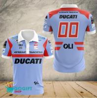 CUSTOM NUMBER DUCATI LOGO 3D ALL PRINT POLO SHIRT