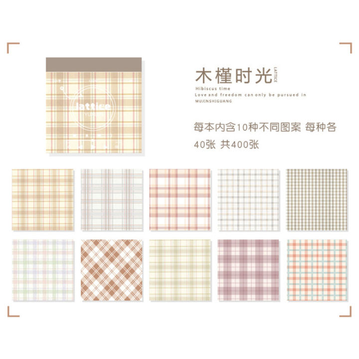 notepad-grid-plaid-memo-no-sticky-10design-in-400sheets-message-notes-kawaii-decor-papeleria-stationery-office-school-supplies