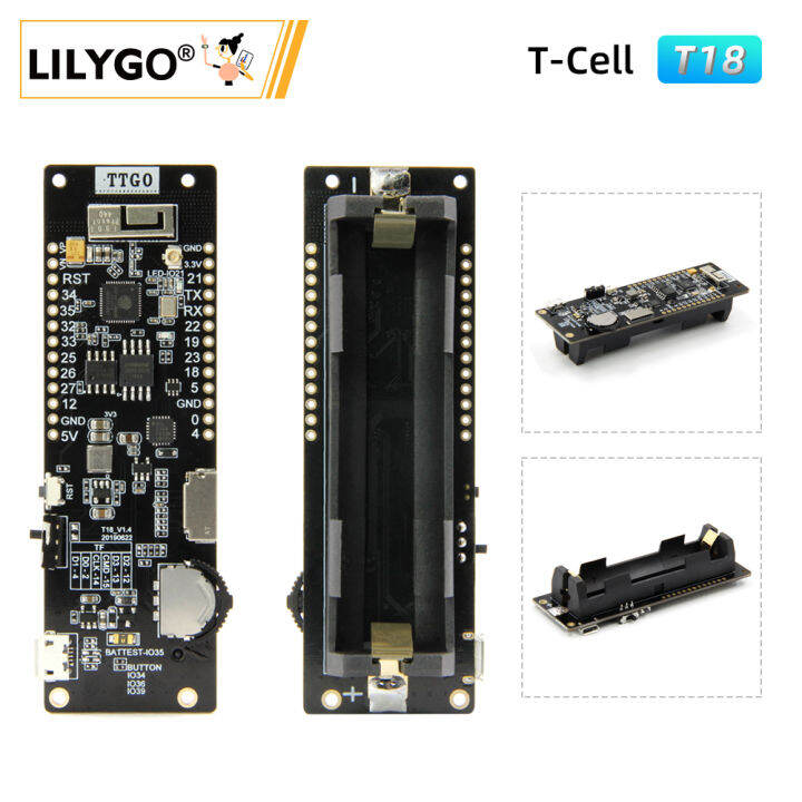 lilygo-ttgo-t-cell-esp32-development-board-wifi-บลูทูธไร้สายโมดูล18650แบตเตอรี่แผ่น4mb-แฟลช8mb-psram-สำหรับ-arduino