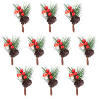 [Zeberdany] 10pcs Christmas Pine needles faux Pine Picks Stimulation Plant Christmas Berry needles อุปกรณ์เสริมคำอธิบายการจำลองการตกแต่ง Pine cones