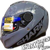 SHARK SPARTAN GREY NARDO [ เต็มใบ ] [ แว่น 2 ชั้น ] [ นวมถอดซักได้ ] [ DD-Ring ] [ มีช่องเว้า ]