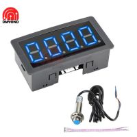 1 Buah 24V Alat Pengukur 4 Digital Biru/Hijau/Merah LED Tachometer RPM Pengukur Kecepatan 10-9999RPM Sensor Sakelar Kedekatan Aula