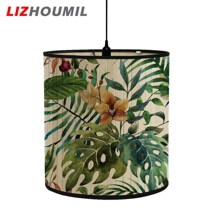 lizhoumil-เฉดสีโคมไฟไม้ไผ่ย้อนยุคพืชสีเขียวที่คลุมหลอดไฟตกแต่งบ้านสำหรับโคมไฟแสงตั้งโต๊ะพื้น