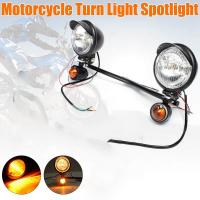 Universal 12V Motorcycle Headlight Passing Fog Light Lamp Black for Honda Yamaha Kawasaki Suzuki Triump Cafe Racer