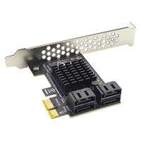 การ์ด SATA III 4พอร์ต PCIe 6Gbps SATA 3.0ถึงอะแดปเตอร์1X PCI-e พร้อมขายึด