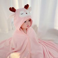 ◑ Baby Bath Towel Coral Fleece Bathrobe Infant Hooded Cape Soft Cartoon Animals Child Coral Fleece Cartoonren High Absorbent