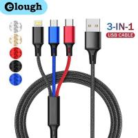 Elough 3 In 1สาย USB Type C สายชาร์จเร็วสายชาร์จสำหรับไอโฟนหัวเหว่ยชาร์จ Samsung Usb หลากหลายสายพอร์ตไมโครยูเอสบี1.2เมตร