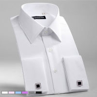 Mens Slim Fit French Cufflinks Shirt Non Iron Long Sleeve Cotton Male Tuxedo Shirt Formal Mens Dress Shirts With French Cuffs