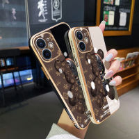 YIWESAN เคสกรณีสำหรับ XIaomi Redmi Note8 Pro กรณีแฟชั่นน้ำวิศวกรรมหมีด้านข้างขอบกรณีบางหรูหราชุบแบบปลอกเต็มเลนส์ปกกล้องปกป้องกันกระแทกเปลือกหอย