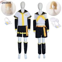 Rin Len Cosplay Costumes Wigs Sets Tops + Shorts + Tie + Accessory Women Men Outfit