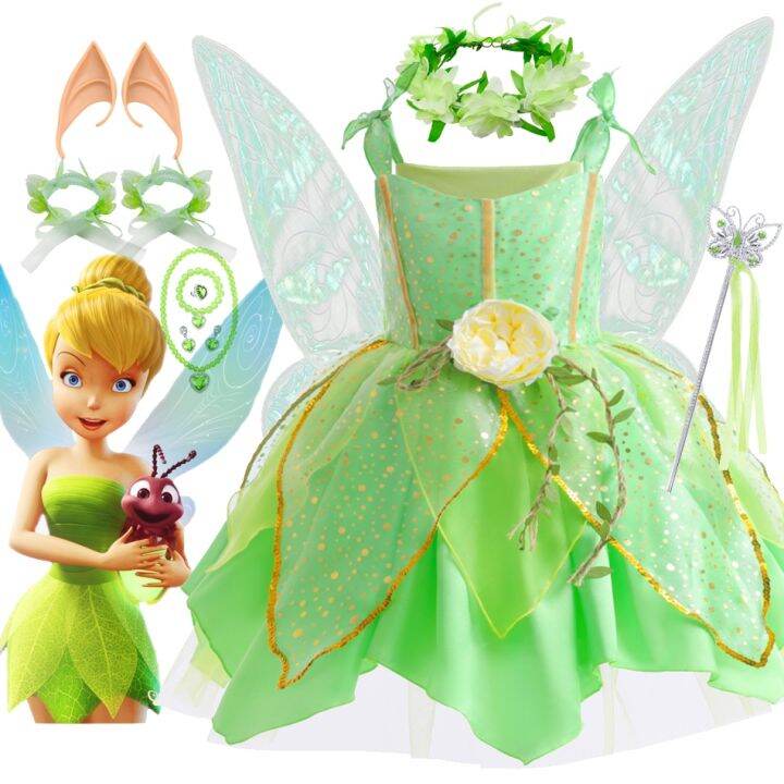 Girls Tinker Bell Costume Halloween Costume for Kids Green Tinkerbell