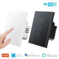 ▥✥▣ Tuya Wifi Smart Light Switch 2 Gang Glass Screen Touch Panel Smart Life Voice Control For Google Home Neutral Wire Is Required