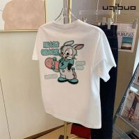 COD dsdgfhgfsdsss OUDIFU new cotton White Rabbit printed T-shirt womens summer loose oversize American short sleeve top