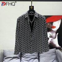 PFHQ 2023เสื้อเชิ้ตลายจุดเป็นคลื่นสำหรับผู้ชายเสื้อทรงหลวมคอปกเสื้อสำหรับผู้ชายเสื้อ21F3428แฟชั่นใหม่ฤดูร้อน