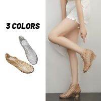 ?Sale80%?รองเท้าคัชชูยางเจลลี่กลิตเตอร์ 3 สี ส้น 5.5 cm มีเบอร์ 36-40 (127)