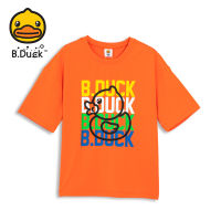 B.Duck ชายหญิงแขนสั้นเสื้อยืดผ้าฝ้ายฤดูร้อนเด็กรอบคอพิมพ์พื้นฐานเสื้อเด็ก